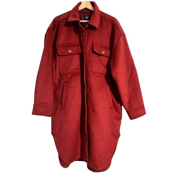 Gap Jackets & Blazers - GAP Recycled Wool Blend Rust Shacket Coat Large
